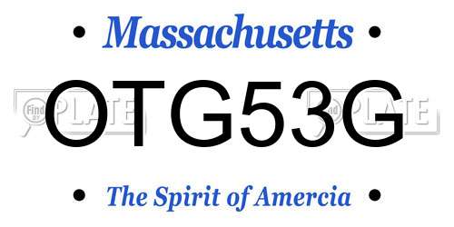 OTG53G Massachusetts License Plate