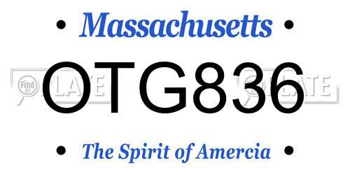 OTG836 Massachusetts License Plate