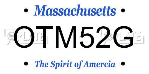 OTM52G Massachusetts License Plate