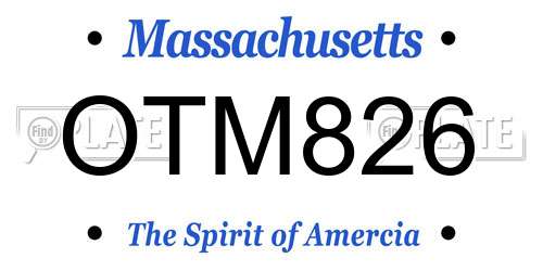 OTM826 Massachusetts License Plate
