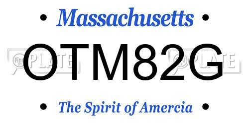 OTM82G Massachusetts License Plate