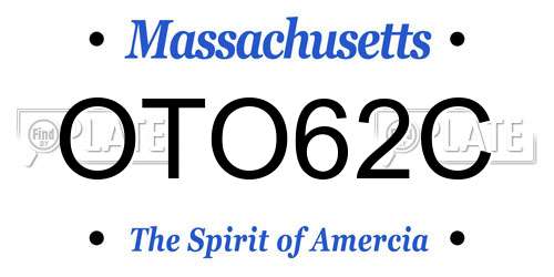 OTO62C Massachusetts License Plate