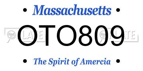 OTO809 Massachusetts License Plate