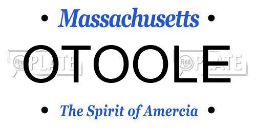 OTOOLE Massachusetts License Plate