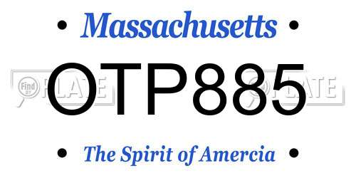 OTP885 Massachusetts License Plate