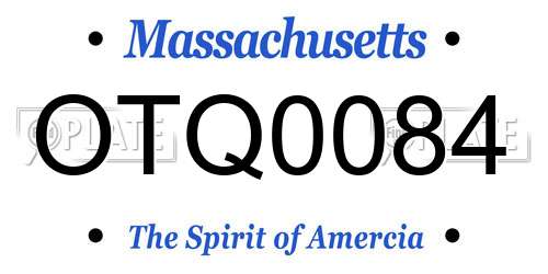 OTQ0084 Massachusetts License Plate