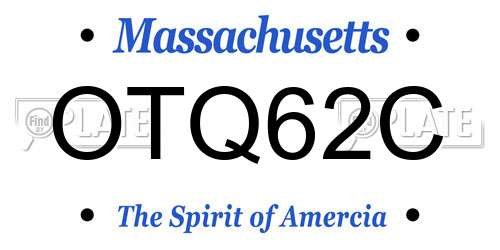 OTQ62C Massachusetts License Plate