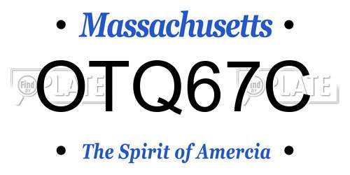 OTQ67C Massachusetts License Plate