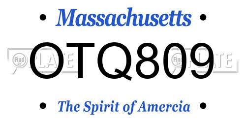 OTQ809 Massachusetts License Plate