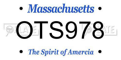OTS978 Massachusetts License Plate