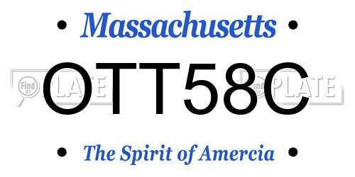 OTT58C Massachusetts License Plate