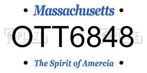 OTT6848 Massachusetts License Plate