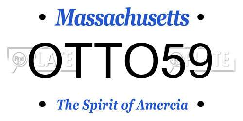 OTTO59 Massachusetts License Plate