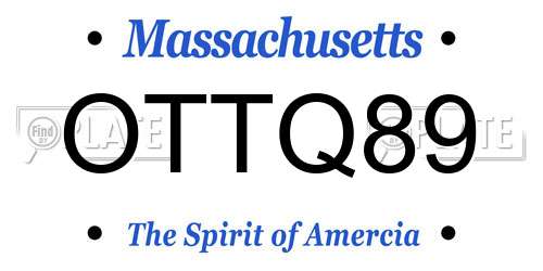 OTTQ89 Massachusetts License Plate