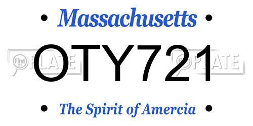 OTY721 Massachusetts License Plate