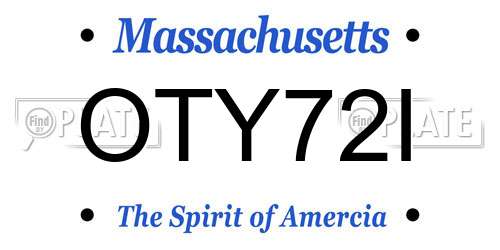 OTY72I Massachusetts License Plate