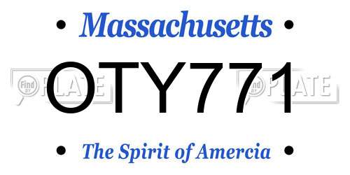 OTY771 Massachusetts License Plate