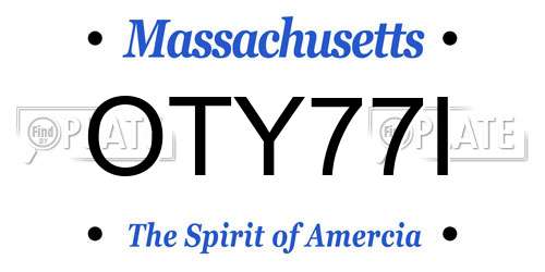 OTY77I Massachusetts License Plate