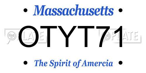 OTYT71 Massachusetts License Plate