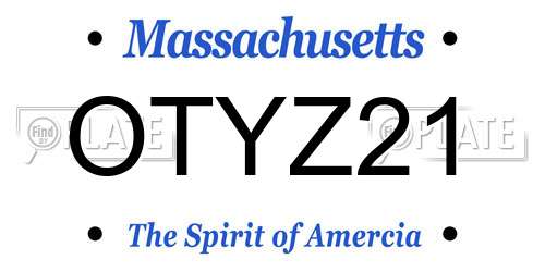 OTYZ21 Massachusetts License Plate
