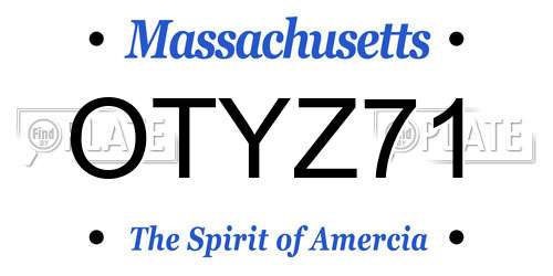 OTYZ71 Massachusetts License Plate