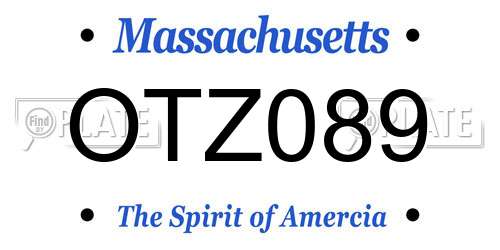 OTZ089 Massachusetts License Plate