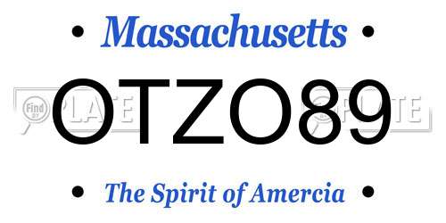 OTZO89 Massachusetts License Plate