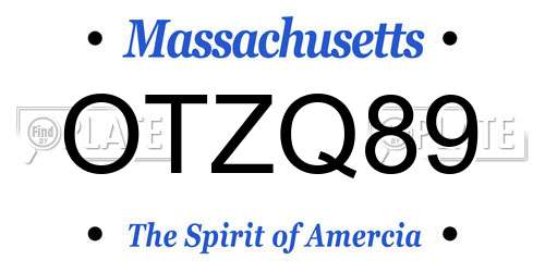 OTZQ89 Massachusetts License Plate