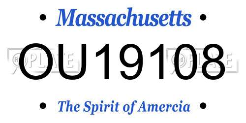 OU19108 Massachusetts License Plate