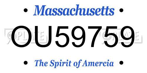 OU59759 Massachusetts License Plate