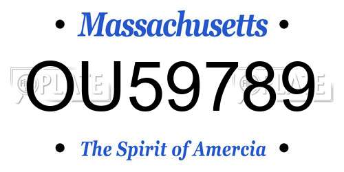 OU59789 Massachusetts License Plate