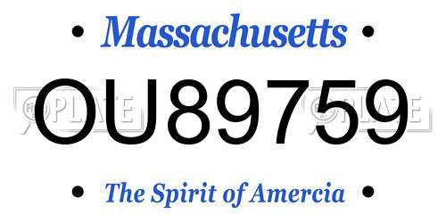 OU89759 Massachusetts License Plate