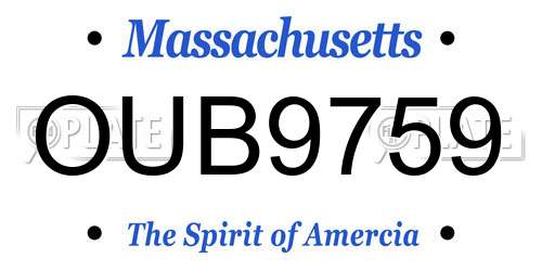 OUB9759 Massachusetts License Plate