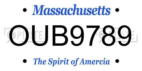 OUB9789 Massachusetts License Plate