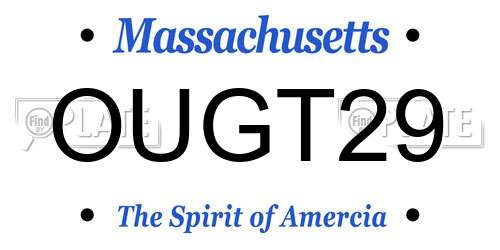 OUGT29 Massachusetts License Plate