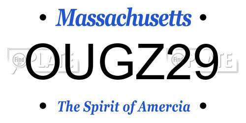 OUGZ29 Massachusetts License Plate