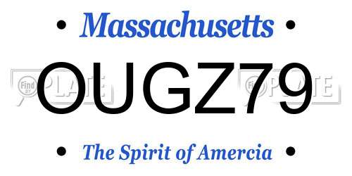 OUGZ79 Massachusetts License Plate