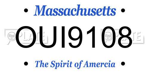 OUI9108 Massachusetts License Plate