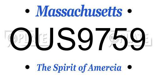 OUS9759 Massachusetts License Plate