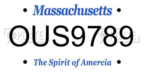 OUS9789 Massachusetts License Plate