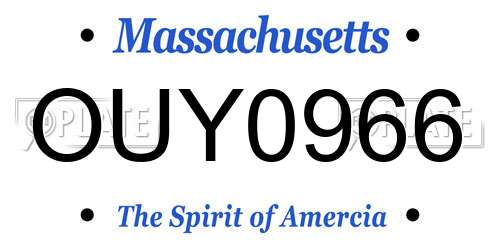 OUY0966 Massachusetts License Plate