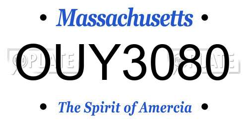 OUY3080 Massachusetts License Plate