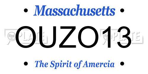 OUZO13 Massachusetts License Plate
