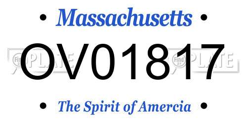 OV01817 Massachusetts License Plate