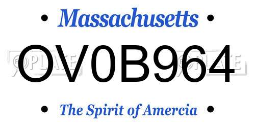 OV0B964 Massachusetts License Plate