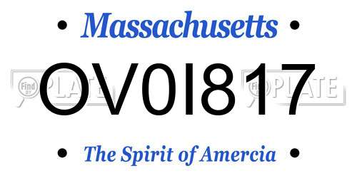 OV0I817 Massachusetts License Plate
