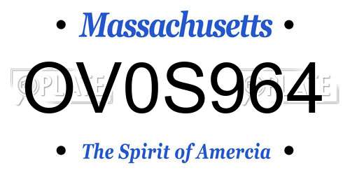 OV0S964 Massachusetts License Plate