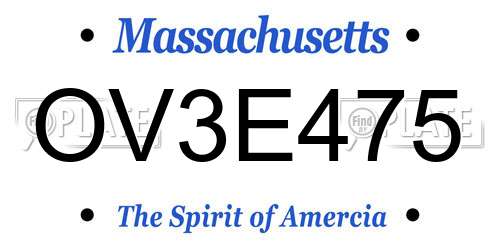 OV3E475 Massachusetts License Plate