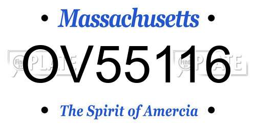 OV55116 Massachusetts License Plate
