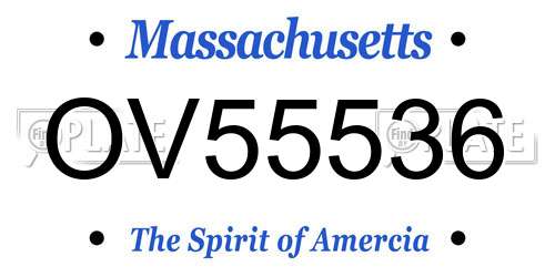 OV55536 Massachusetts License Plate